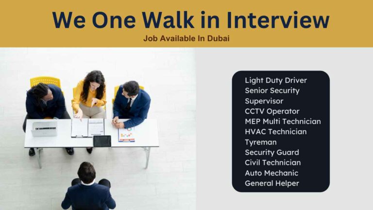 We One Walk in Interview | We One Security Jobs - Dubai Urgent Vacancies