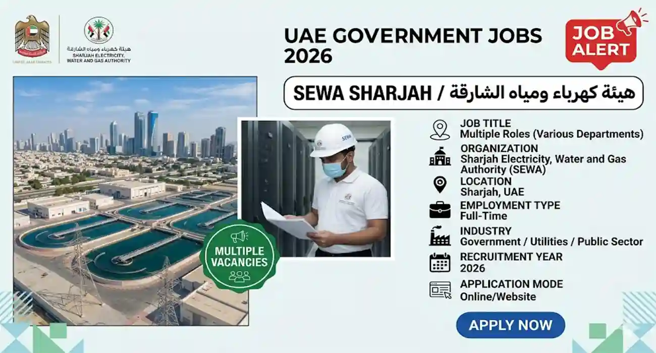 UAE Government Jobs 2026 – SEWA Careers in Sharjah Now Open